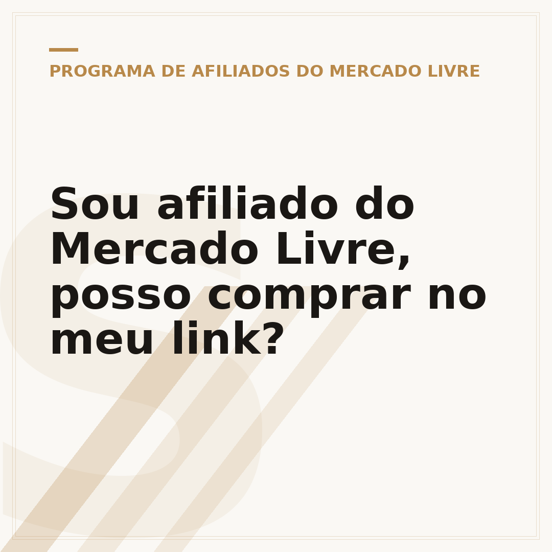 Sou afiliado do Mercado Livre, posso comprar no meu link?