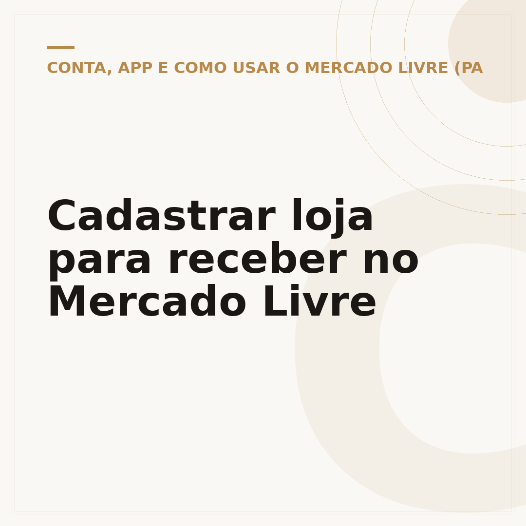Cadastrar loja para receber no Mercado Livre