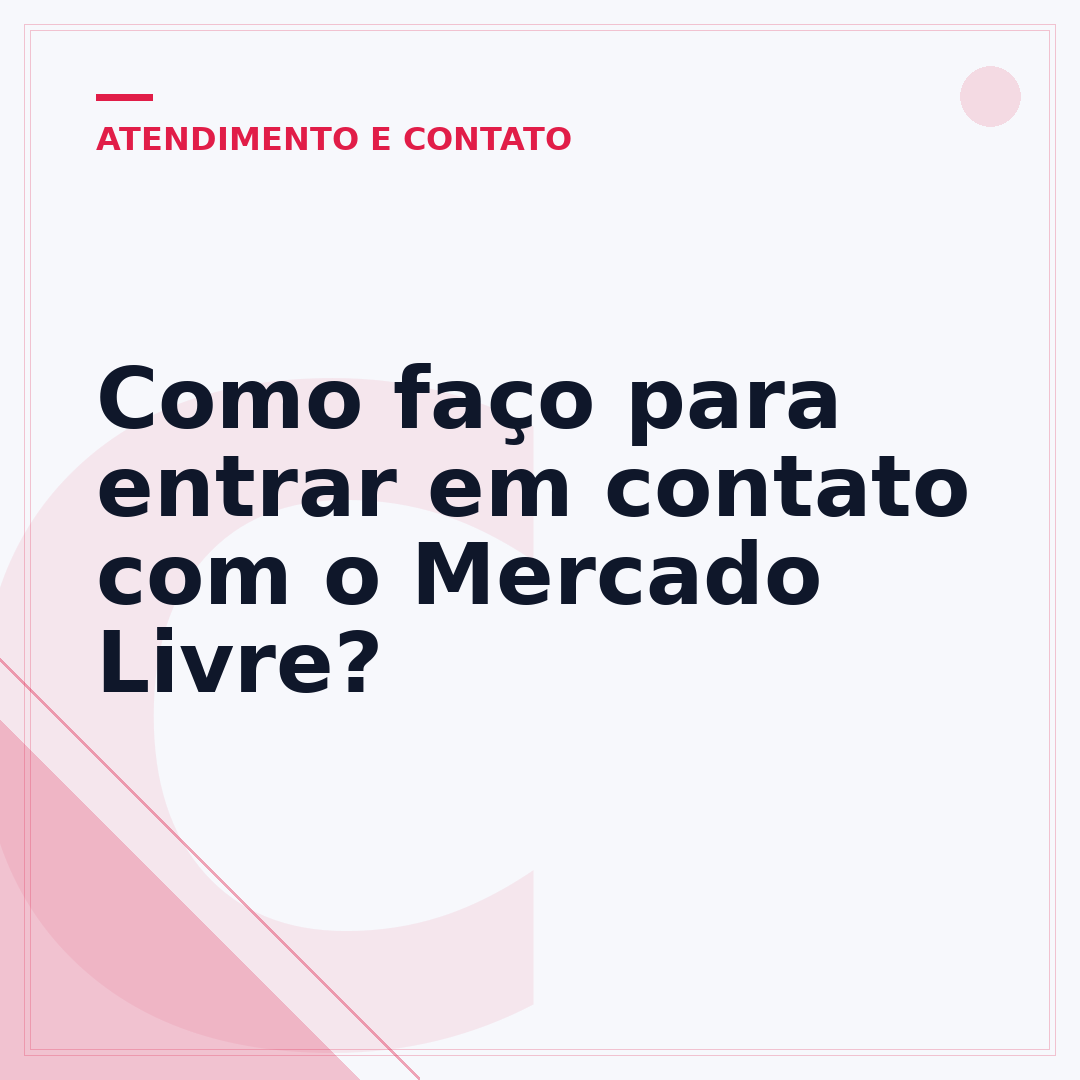 Como faço para entrar em contato com o Mercado Livre?