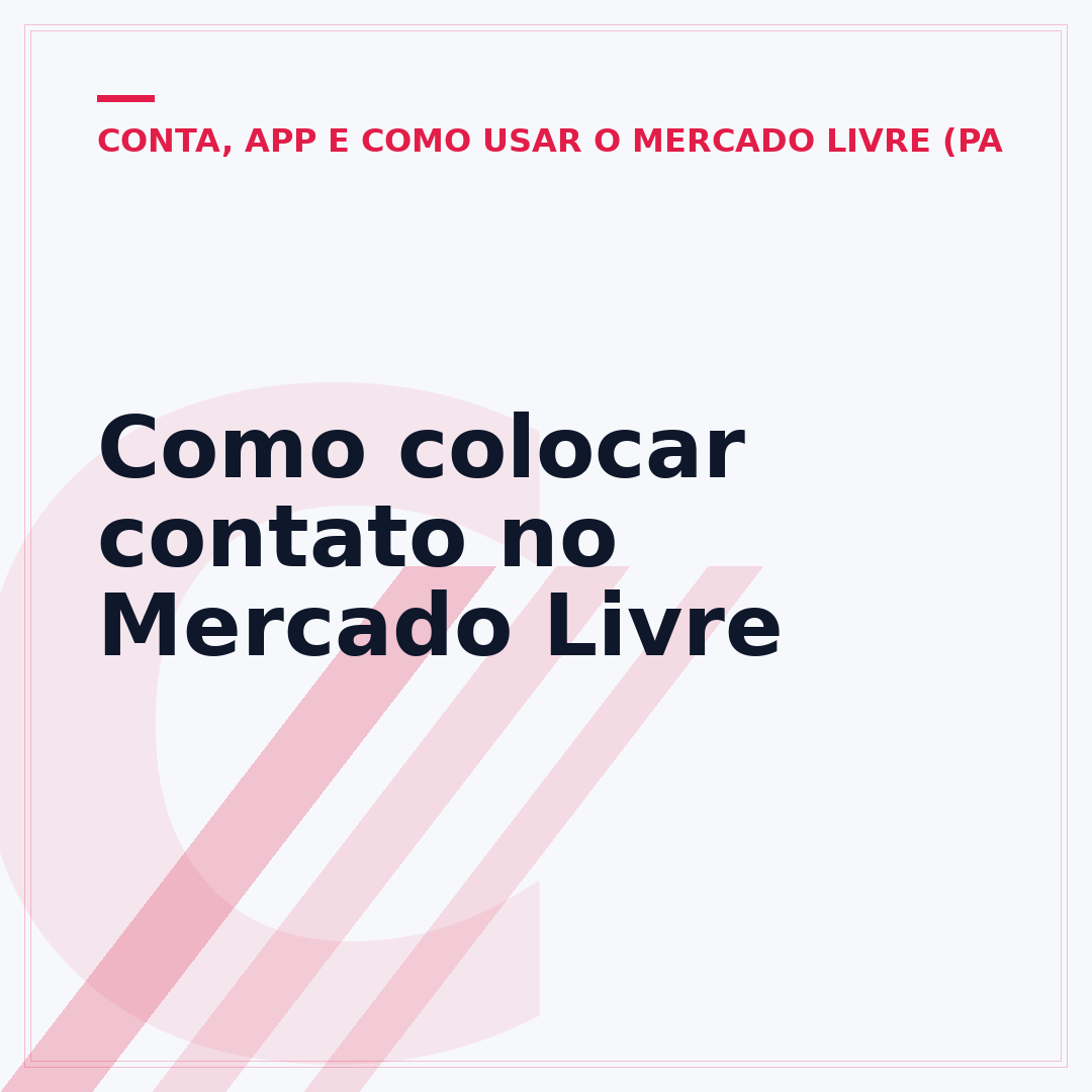 Como colocar contato no Mercado Livre