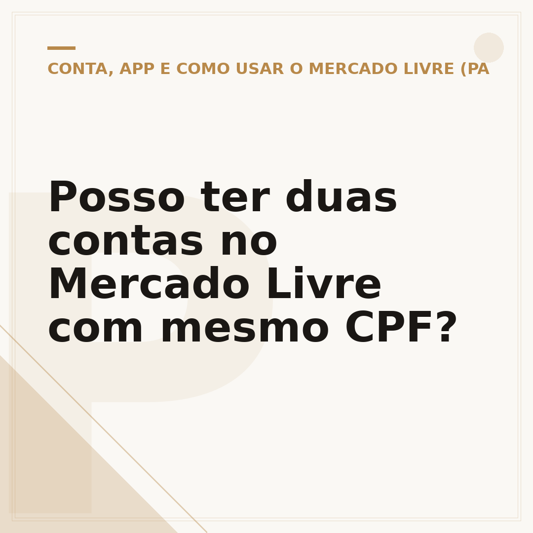 Posso ter duas contas no Mercado Livre com mesmo CPF?