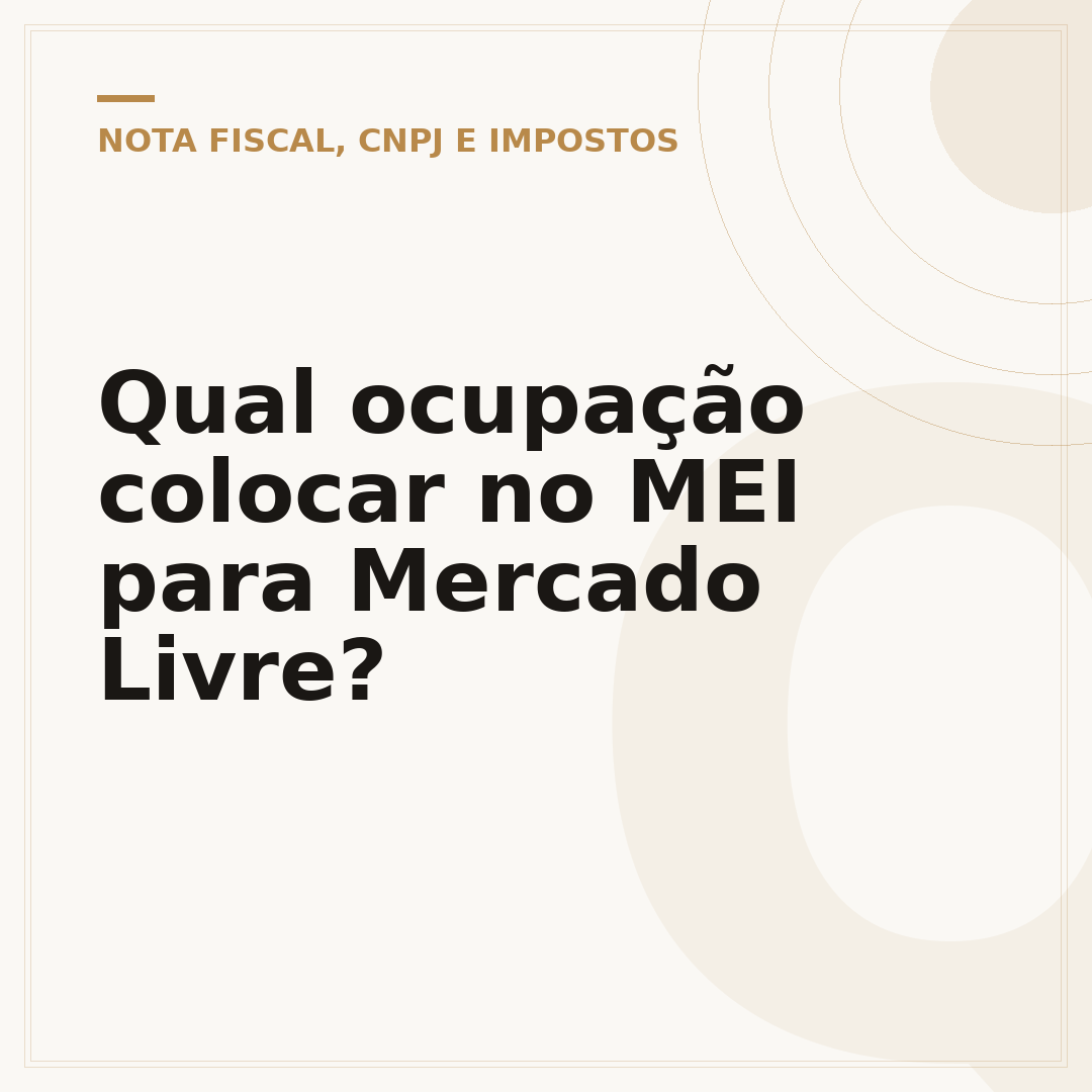 Qual ocupação colocar no MEI para Mercado Livre?