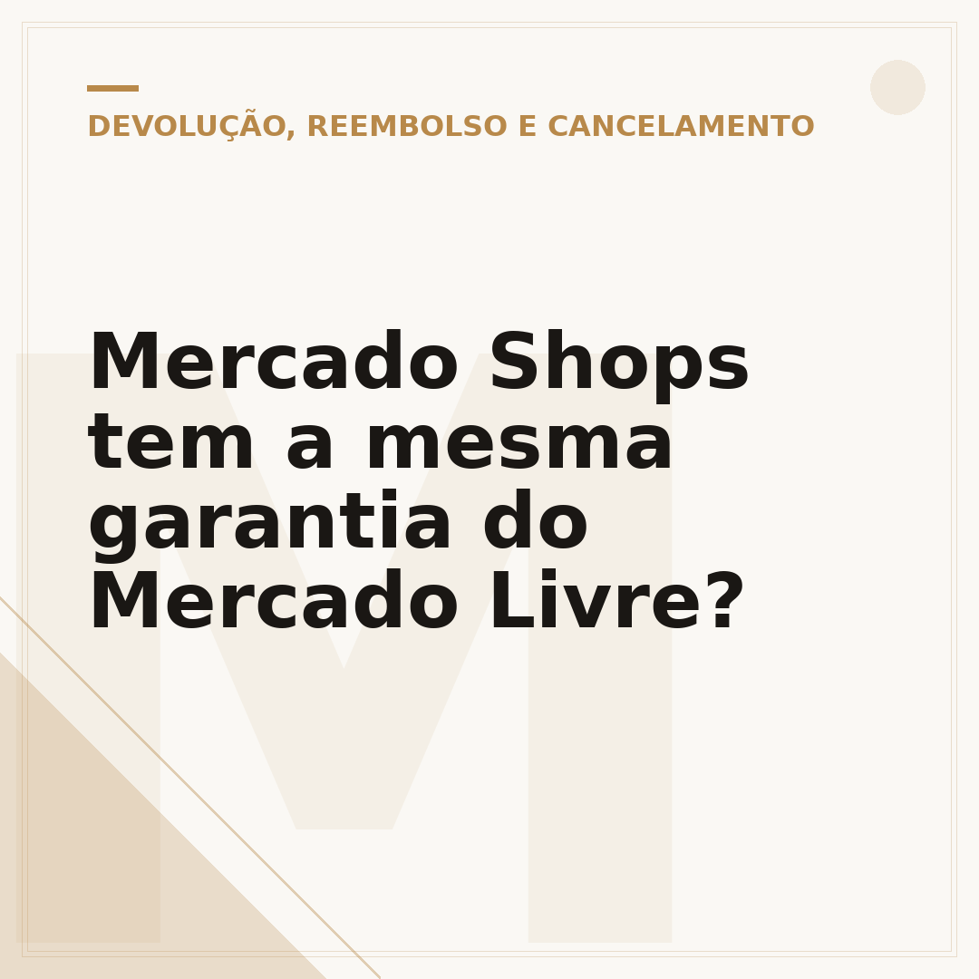 Mercado Shops tem a mesma garantia do Mercado Livre?